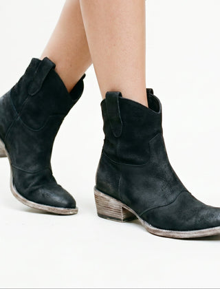 Black Boots For Women | Suede Ankle Stacked Heel Pull-On
