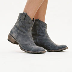 Black Boots For Women | Suede Ankle Stacked Heel Pull-On