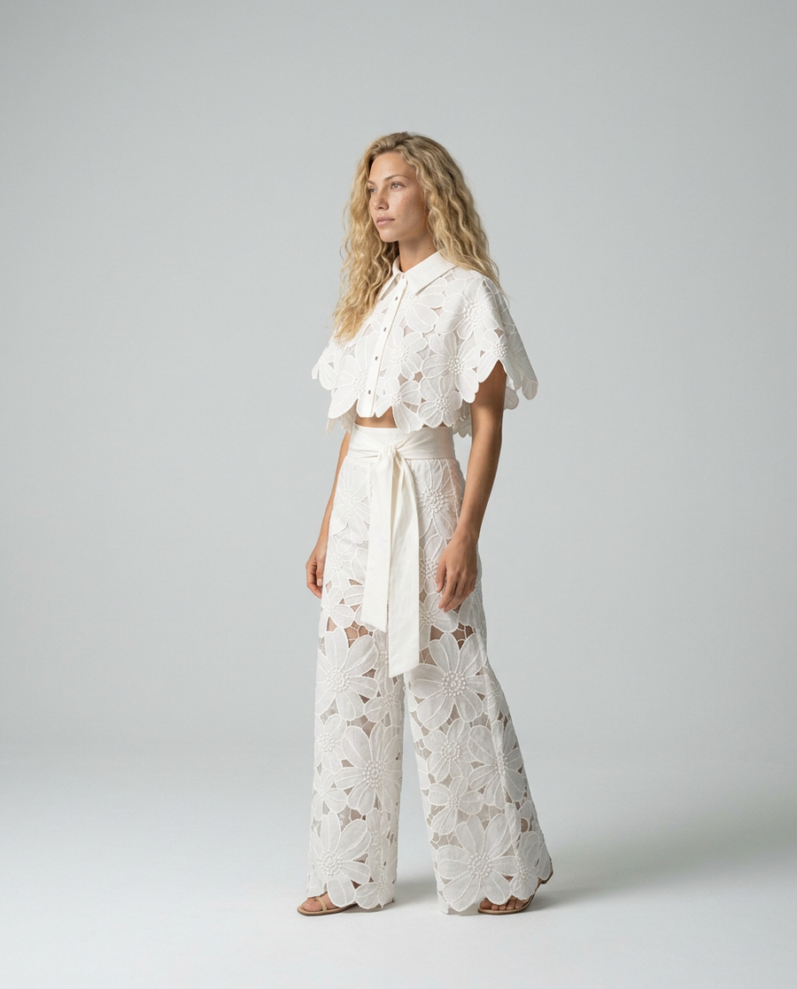 Women's Two Piece Skirt And Top | Cropped Top Midi Skirt Embroidered