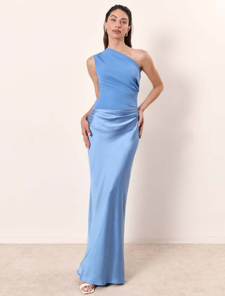Women's Maxi Dress | One-Shoulder Asymmetric Neckline Satin