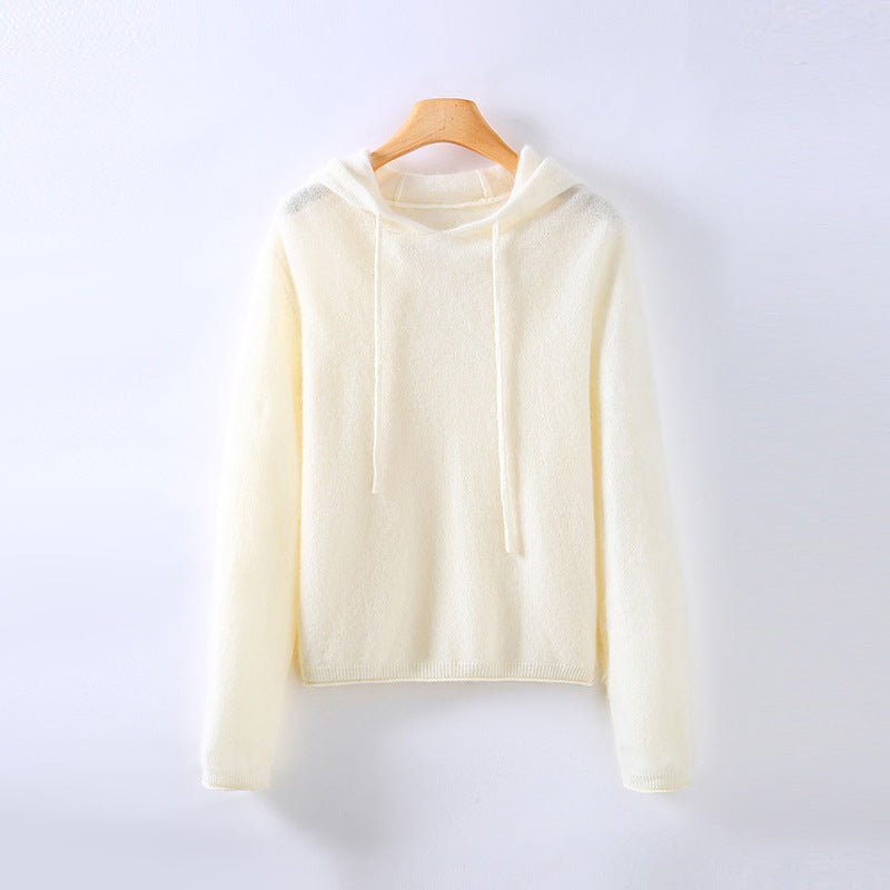 Women's Cashmere Sweatshirt | Hooded Long Sleeve Knit