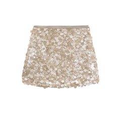 Shimmering women's sequin mini skirt, a trendy and glamorous choice for party wear, evening fashion & nightlife.