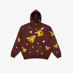 Unique light brown women's hoodie, a casual fashion staple with a distinctive bee graphic for stylish comfort.