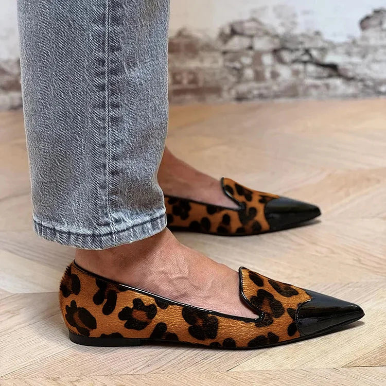 Women's Ballet Flats | Pointed Toe Glossy Cap Slip-On
