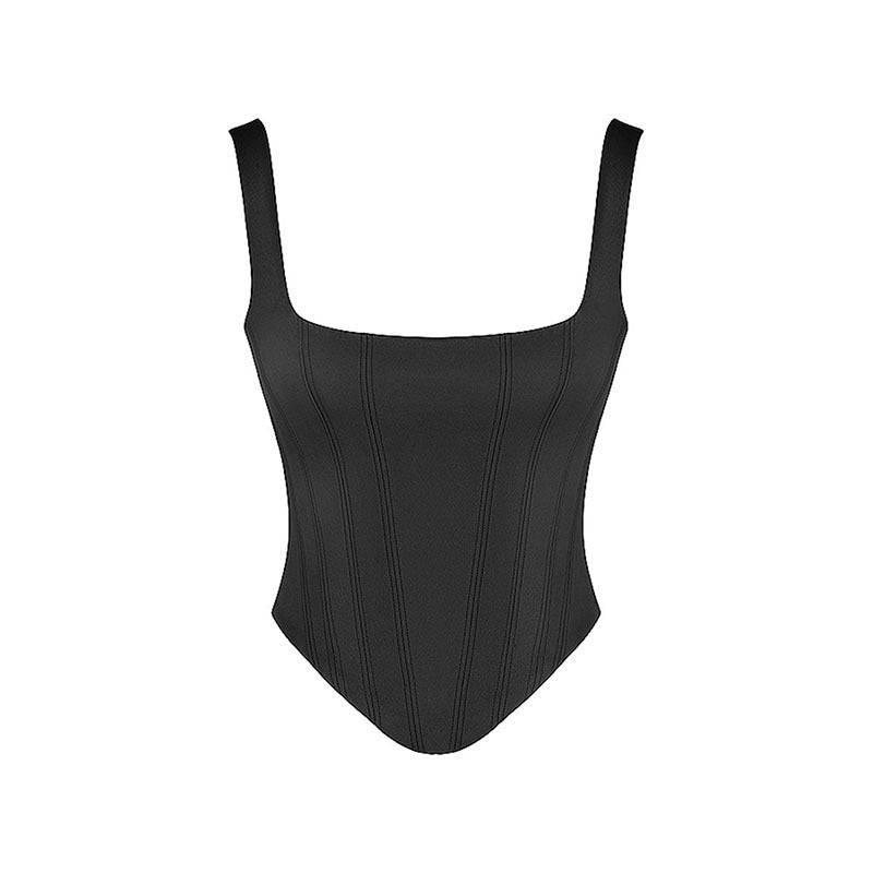 Designer longline corset top, women's elegant fashion for a flattering perfect silhouette.