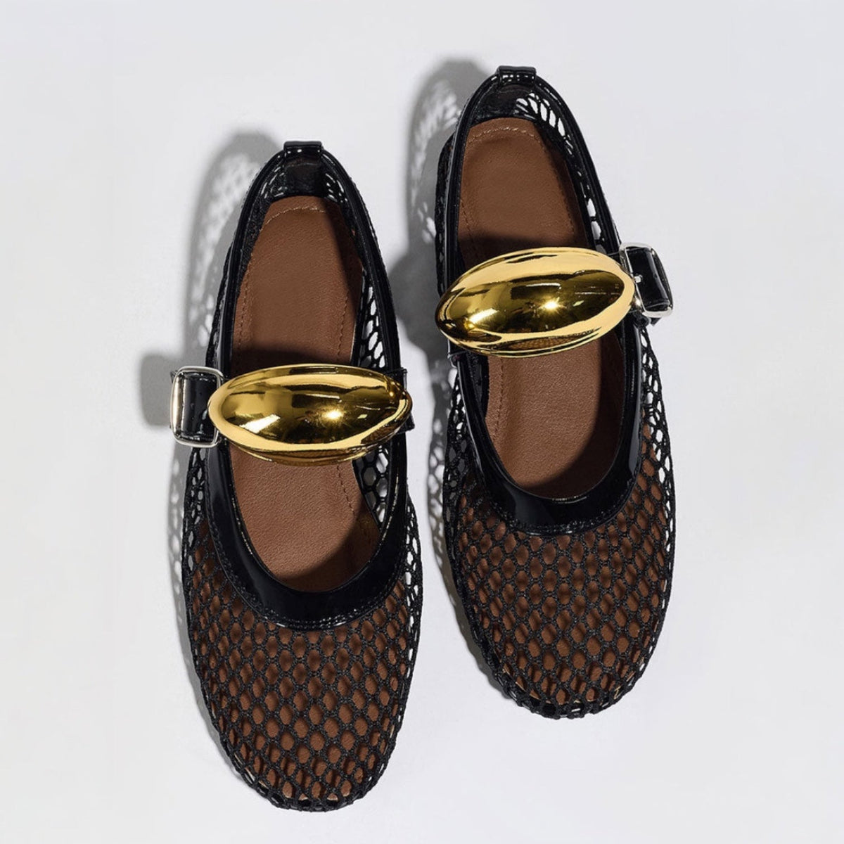 Women's Ballet Flats | Mesh Round Toe Mary Jane Buckle
