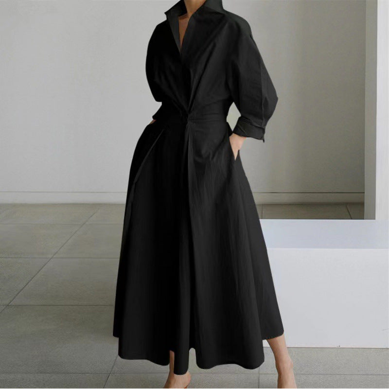 Women's Maxi Dress | Collared Neckline Front Wrap Maxi