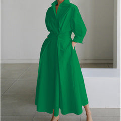 Women's Maxi Dress | Collared Neckline Front Wrap Maxi