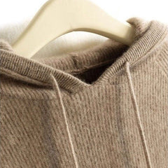 Women's Cashmere Sweatshirt | Hooded Ribbed Knit Long Sleeve