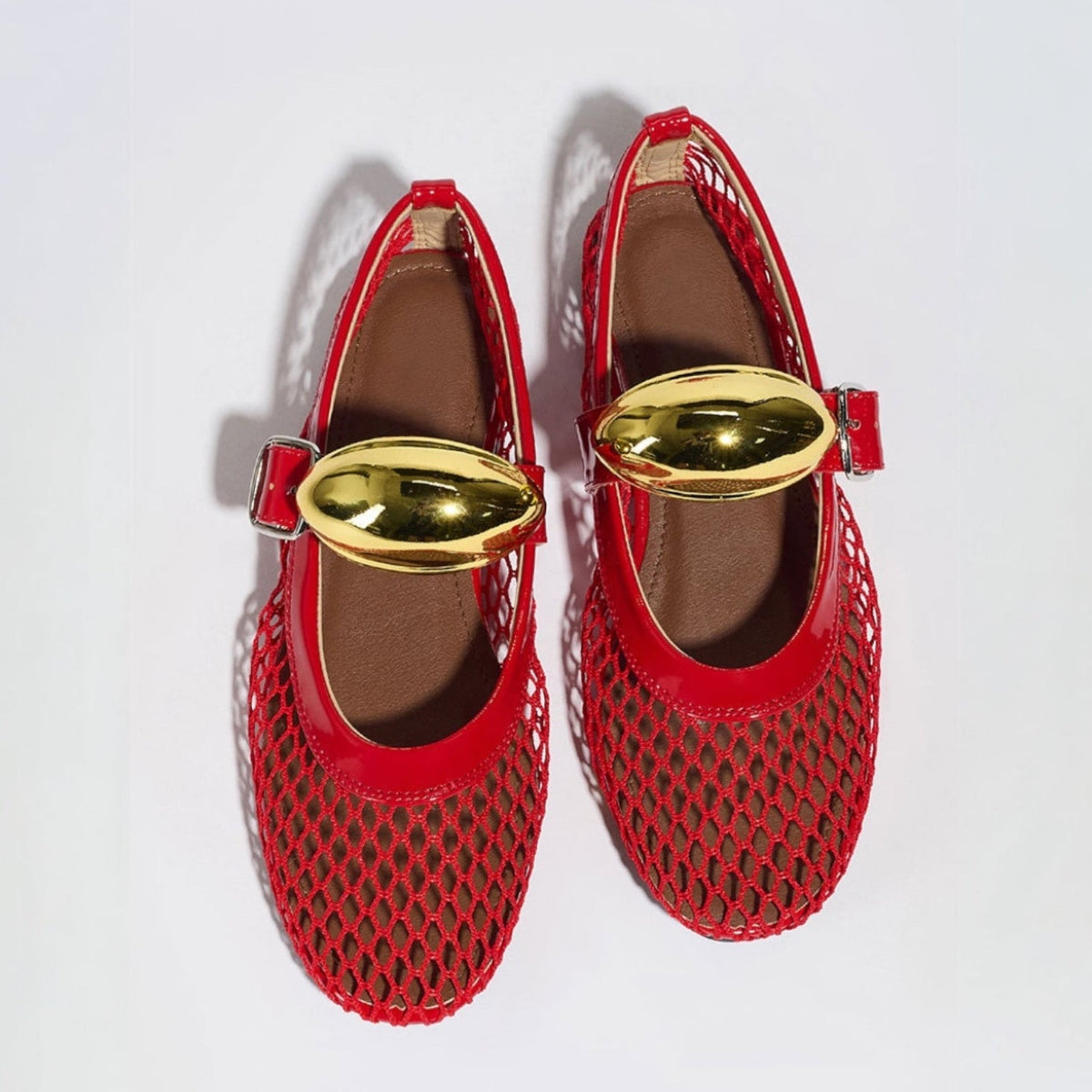 Women's Ballet Flats | Mesh Round Toe Mary Jane Buckle