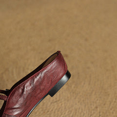 Women's Mules | Pointed Toe Mary Jane Strap Leather