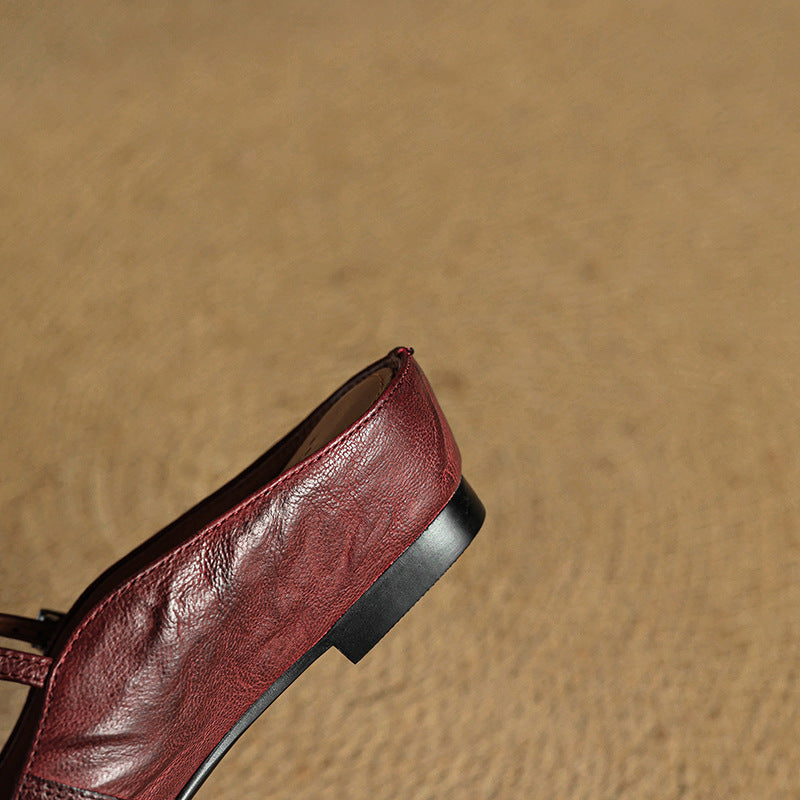 Women's Mules | Pointed Toe Mary Jane Strap Leather