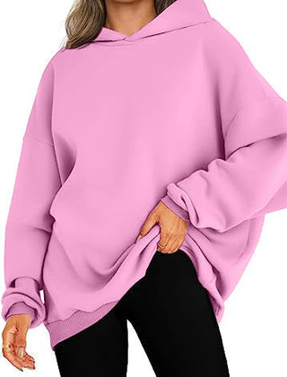 Super cozy women's hoodie, a plush oversized top for winter warmth and style.