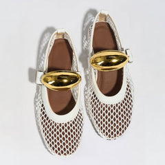 Women's Ballet Flats | Mesh Round Toe Mary Jane Buckle