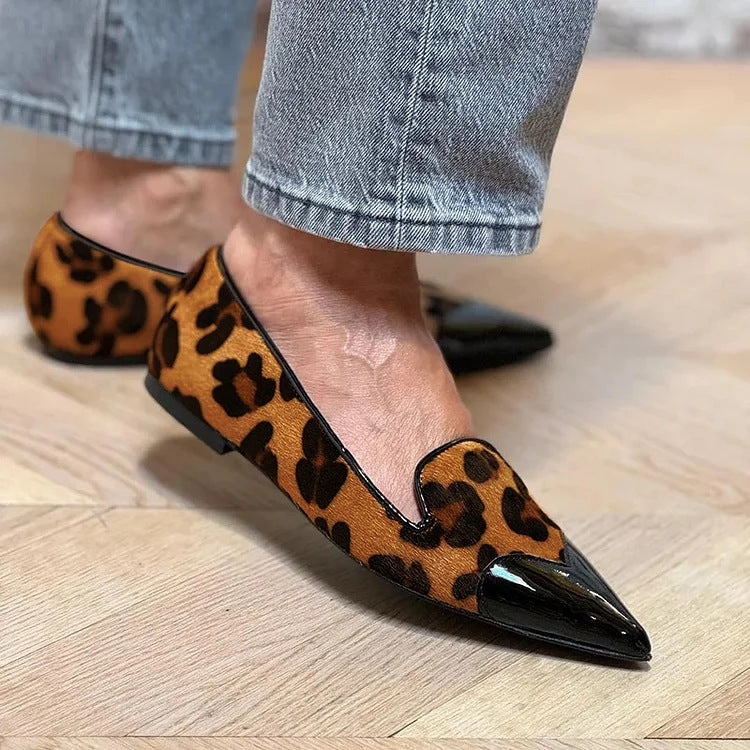 Women's Ballet Flats | Pointed Toe Glossy Cap Slip-On