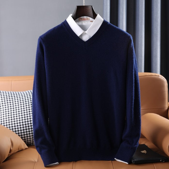Soft knit V-neck pullover sweater for women, ensuring ultimate comfort & warmth. Perfect for winter fashion.