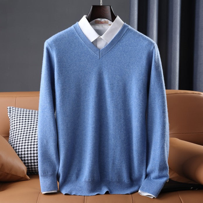 Elegant V-neck women's sweater, a versatile long-sleeve top for casual wear, winter fashion & everyday comfort.