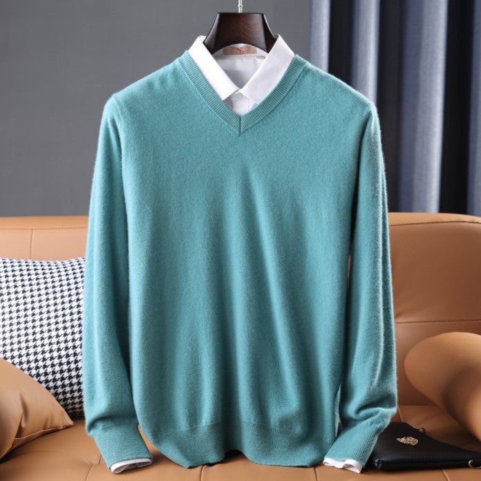 Women's V-neck pullover sweater with a flattering fit & soft knit. Ideal for elegant winter fashion & daily comfort.