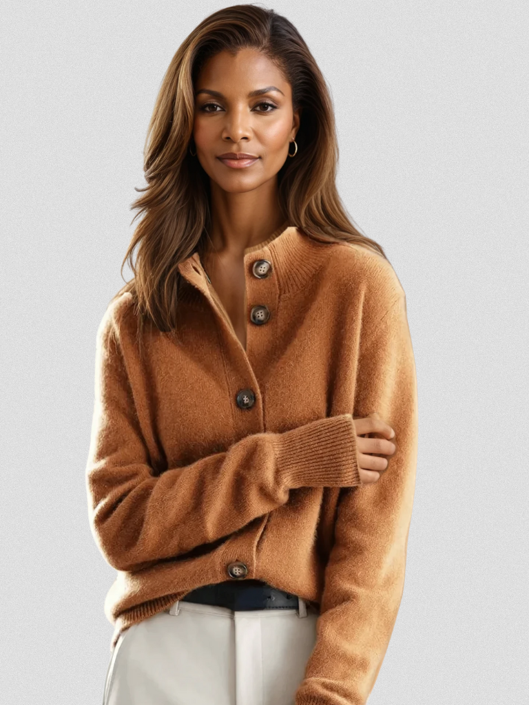 Women's Cardigan | Collar Button Front Knit Relaxed