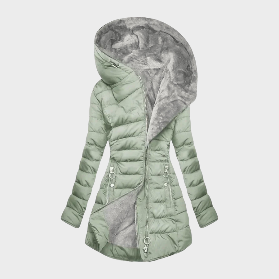 Women's Winter Coat | Oversized Hood Quilted Zip Front