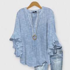 Women's Blouse | Ruffle Sleeve Floral Print V-Neck