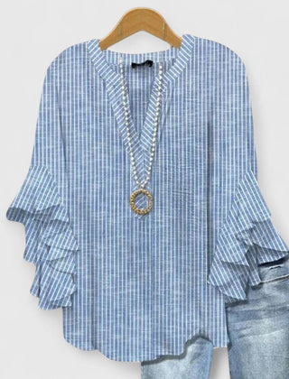 Women's Blouse | Ruffle Sleeve Floral Print V-Neck