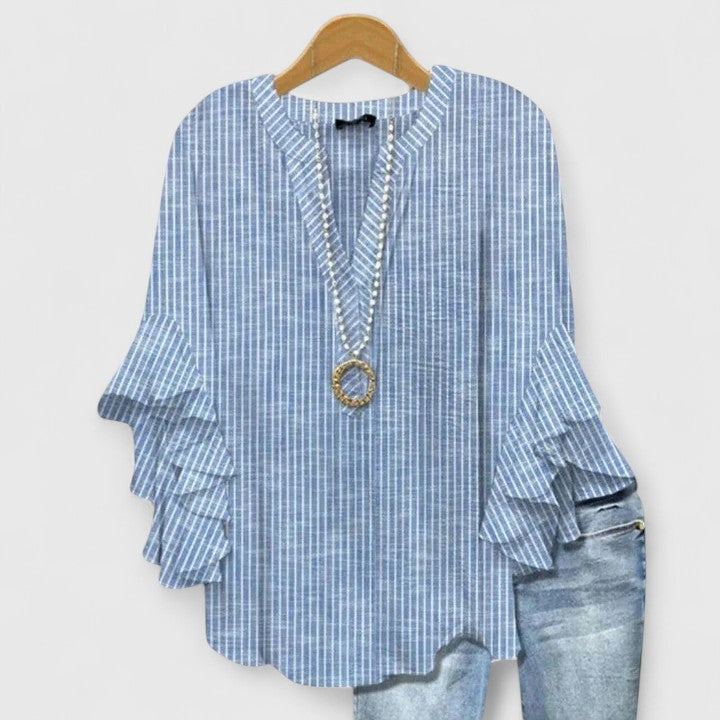Women's Blouse | Ruffle Sleeve Floral Print V-Neck