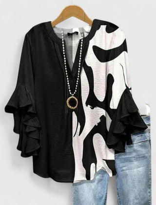 Women's Blouse | Ruffle Sleeve Floral Print V-Neck