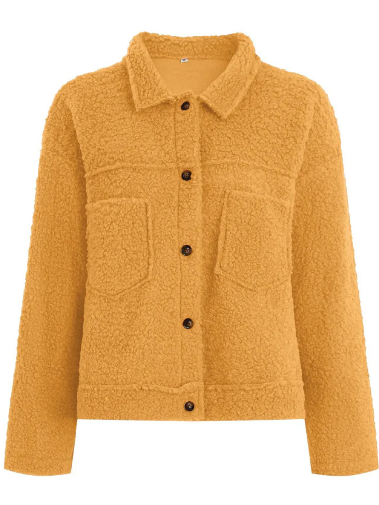 Women's Sherpa Jacket | Collared Button Front Pockets