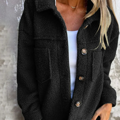 Women's Sherpa Jacket | Collared Button Front Pockets