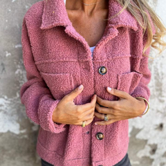 Women's Sherpa Jacket | Collared Button Front Pockets