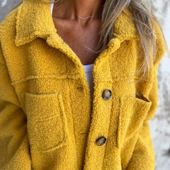 Women's Sherpa Jacket | Collared Button Front Pockets