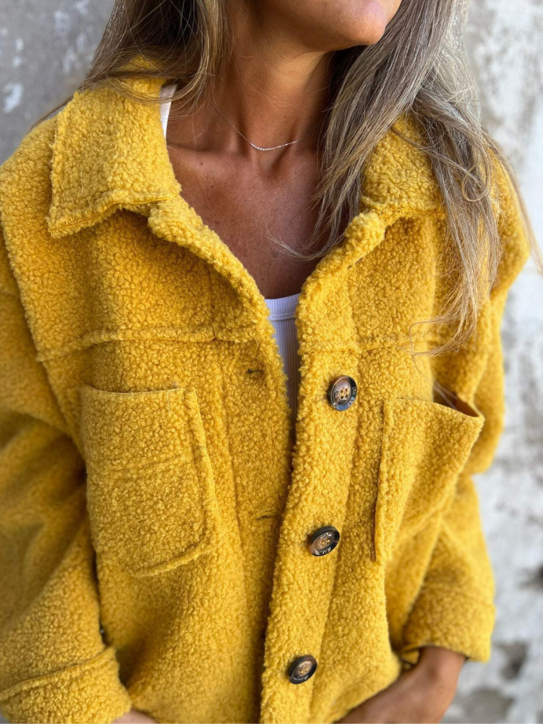 Women's Sherpa Jacket | Collared Button Front Pockets