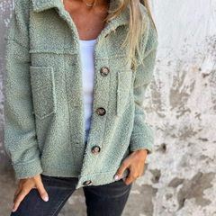 Women's Sherpa Jacket | Collared Button Front Pockets