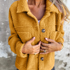 Women's Sherpa Jacket | Collared Button Front Pockets