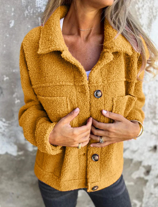 Women's Sherpa Jacket | Collared Button Front Pockets