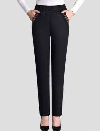 Women's Straight Leg Jeans | Elastic Waistband Functional Pockets Denim