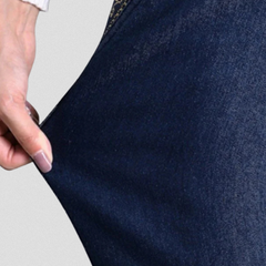 Women's Straight Leg Jeans | Elastic Waistband Functional Pockets Denim