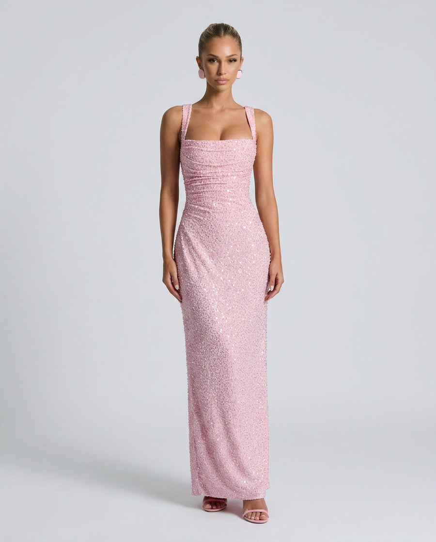 Women's X Mas Dress | Maxi Sleeveless Square Neckline Sequin