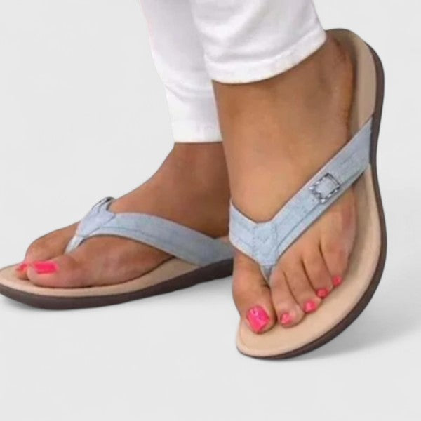 Women's Thong Sandals | Adjustable Buckle Contoured Footbed Flat Sole