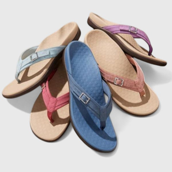 Women's Thong Sandals | Adjustable Buckle Contoured Footbed Flat Sole