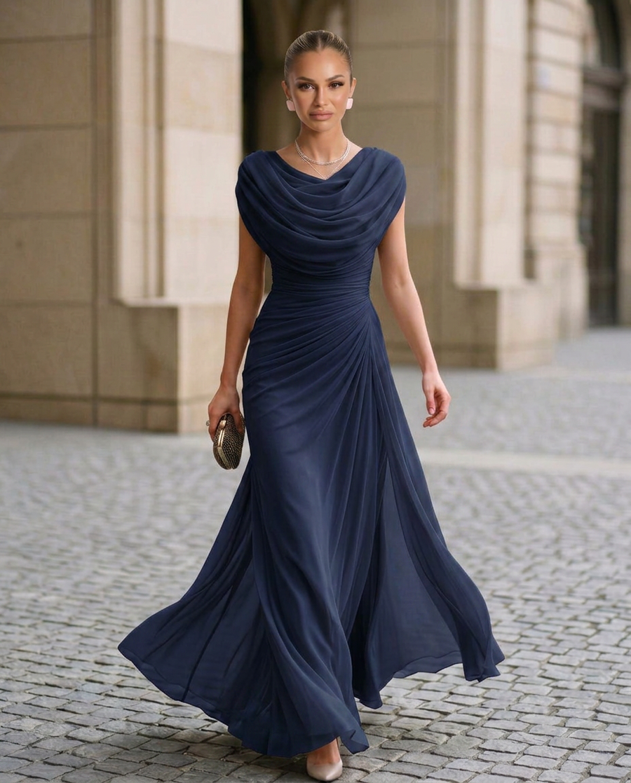 Women's Christmas Party Dress | Maxi Cowl Neck Sleeveless