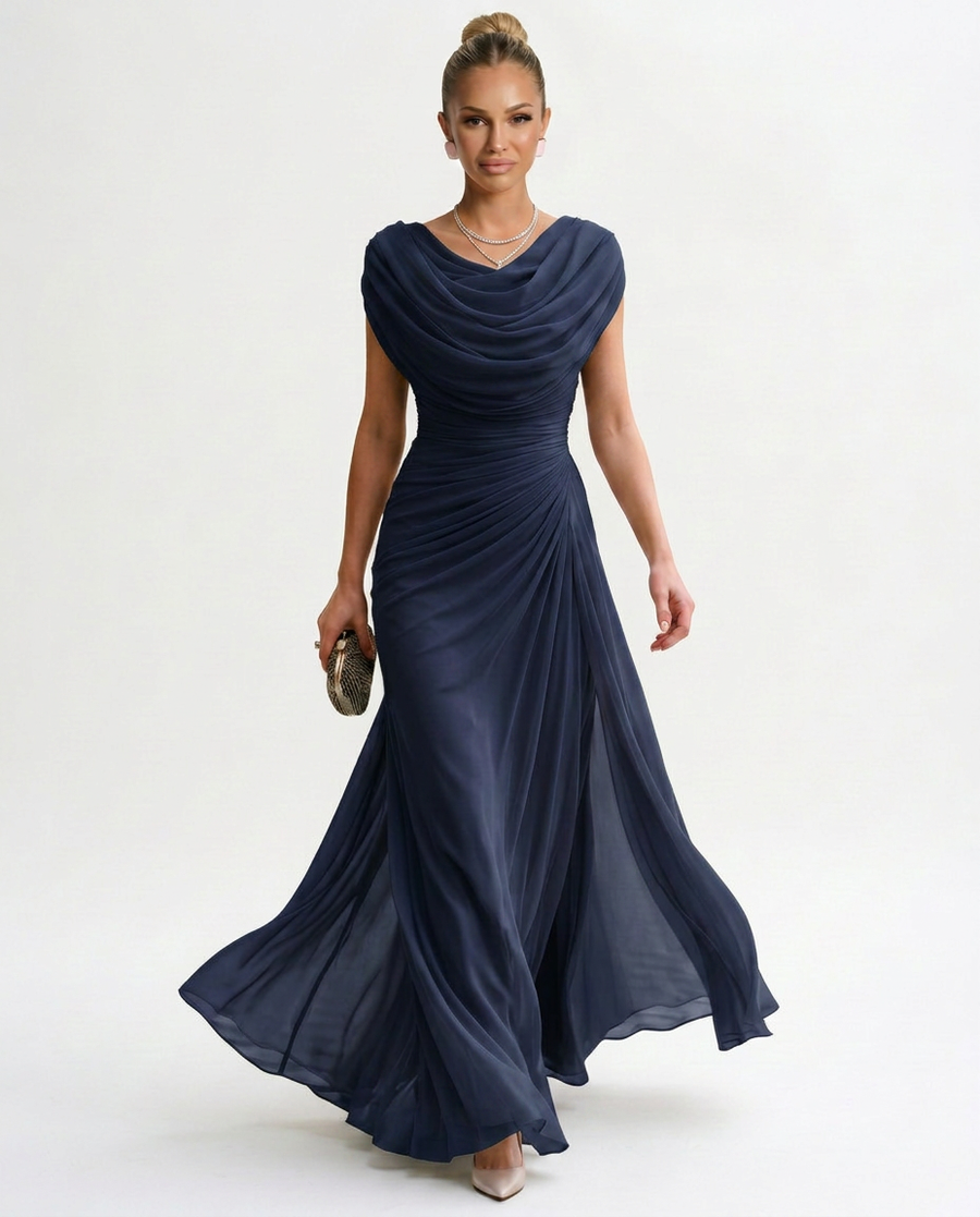 Women's Christmas Party Dress | Maxi Cowl Neck Sleeveless