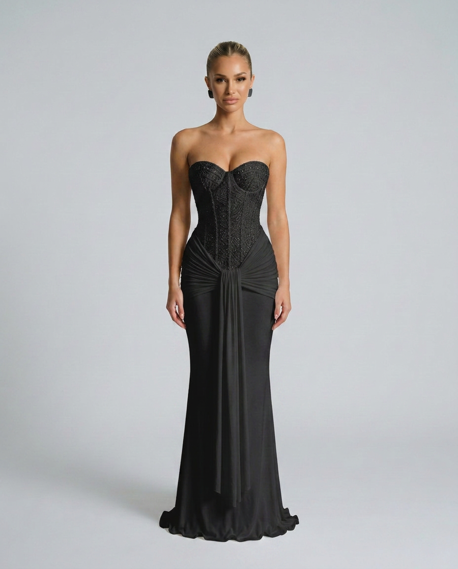 Women's Formal Dress | Strapless Sweetheart Maxi Sequin