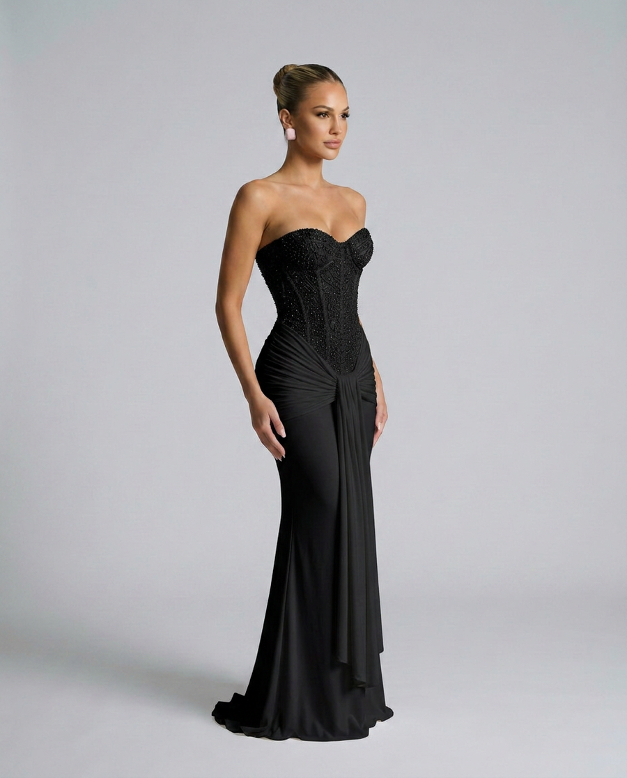 Women's Formal Dress | Strapless Sweetheart Maxi Sequin