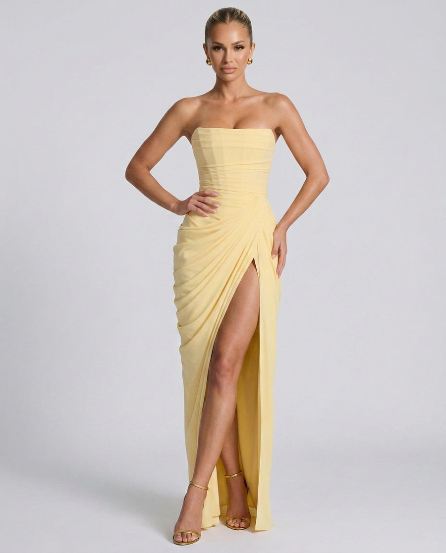 Women's New Years Eve Gown | Maxi Strapless Gathered Corset