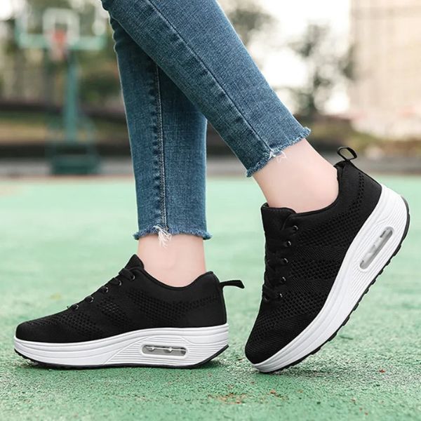 Women's Sneakers | Lace-Up Mesh Knit Air Cushion Sole