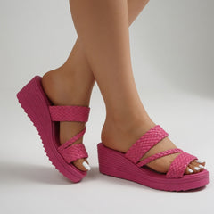 Women's Slide | Braided Straps Open Toe Platform