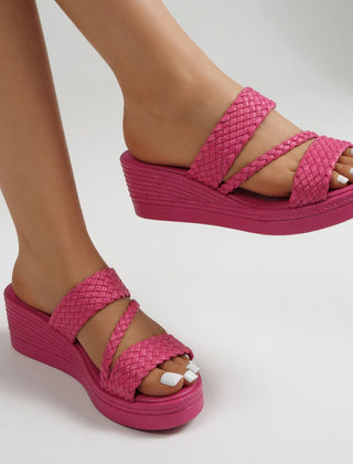 Women's Slide | Braided Straps Open Toe Platform