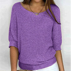 Women's Crop Top | Puffed Sleeve V-Neck Knit Relaxed Fit